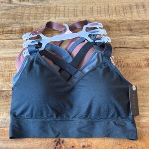 Danskin Black and Brown Cross-Back soft padded Bras wirefree Removable pads 2X